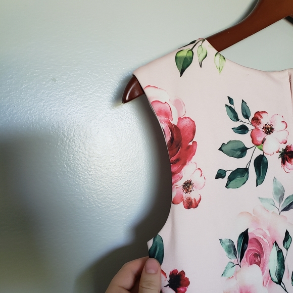 4 Ever Free Little Girls Pink Floral For and Flare Elegant Dress *no belt* - Picture 6 of 10